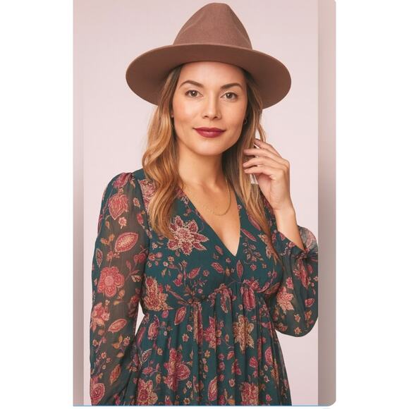 Band of the Free XS Dark Green Floral Boho Cottage Maxi Dress tiered - Picture 5 of 13